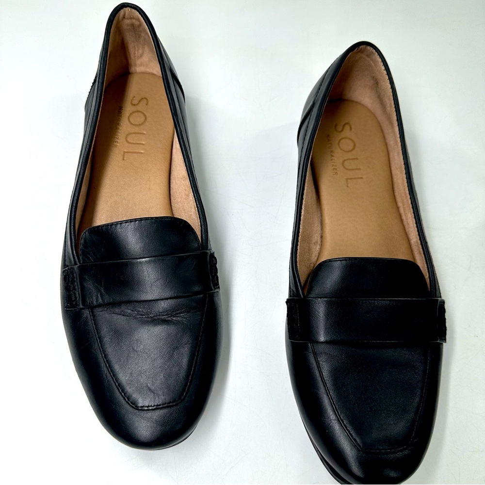 SOUL NATURALIZER KACY CUSHIONED FOOTBED ROUND TOE NAVY LOAFERS SIZE 7.5 BLACK